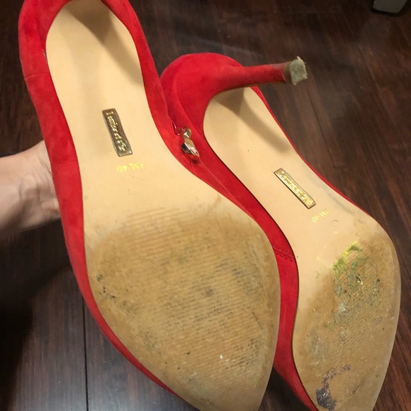 Louise et cie red suade booties with gold details - Picture 7 of 8